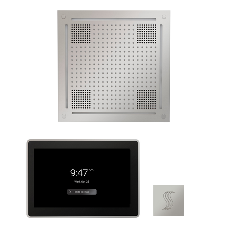 ThermaSol WHSTP15S Wellness Steam Package - HydroVive 18 Rainhead + ThermaTouch2 15" Control + SteamVection Square Steam Head ThermaSol