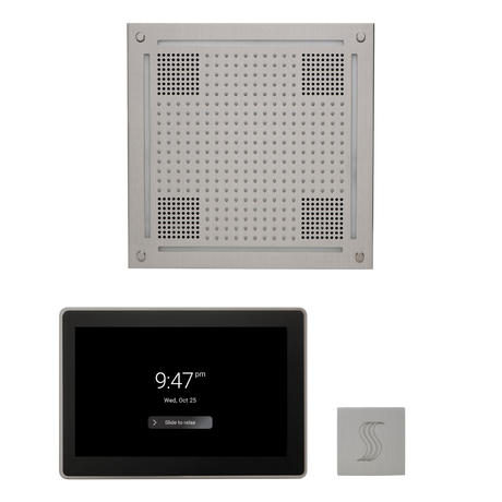 ThermaSol WHSTP15S Wellness Steam Package - HydroVive 18 Rainhead + ThermaTouch2 15" Control + SteamVection Square Steam Head ThermaSol