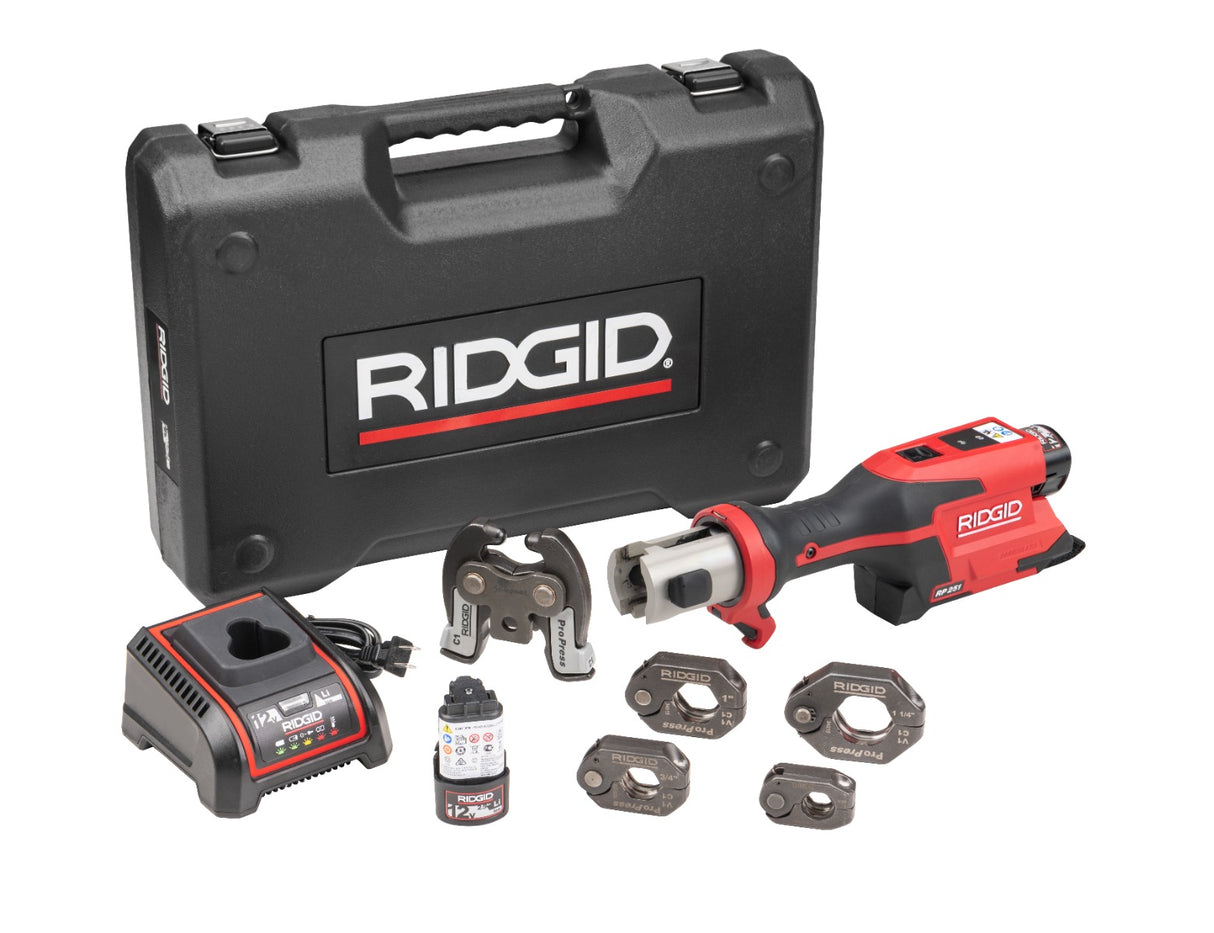 RIDGID 78198 RP 251 Press Tool Battery Kit with ProPress Rings 1/2"-1 1/4" and C1 Actuator