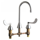 Chicago Faucets 786-E3ABCP Universal Gooseneck Widespread Kitchen Facuet with Lever Handles Polished Chrome Chicago Faucets