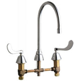 Chicago Faucets 786-GN8AE3ABCP Universal Gooseneck Widespread Facuet with Lever Handles Polished Chrome - Chicago Faucets
