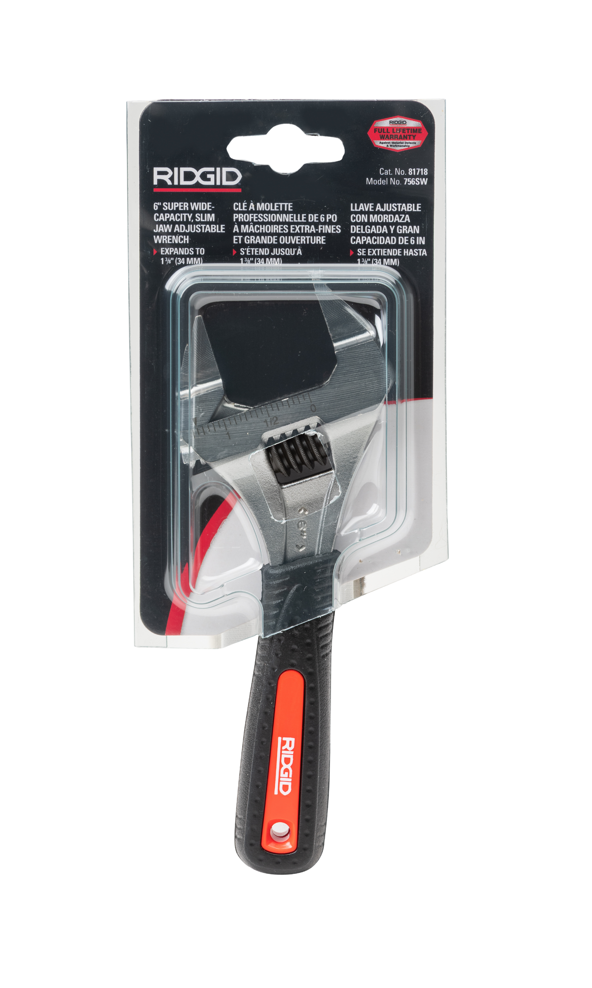 RIDGID 81718 6" Super Wide Capacity Slim Jaw Adjustable Wrench