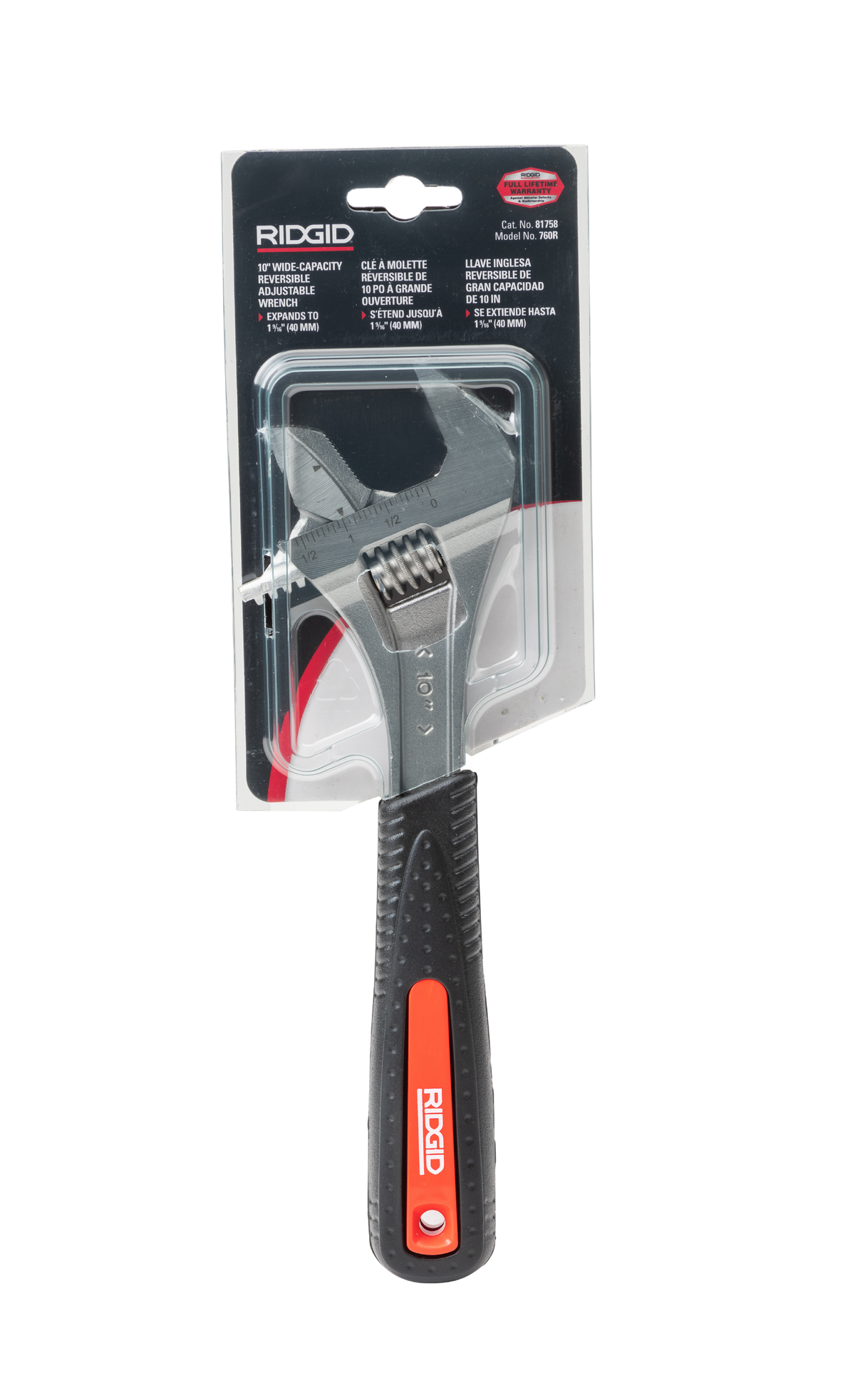 RIDGID 81758 10" Wide Capacity Reversible Adjustable Wrench