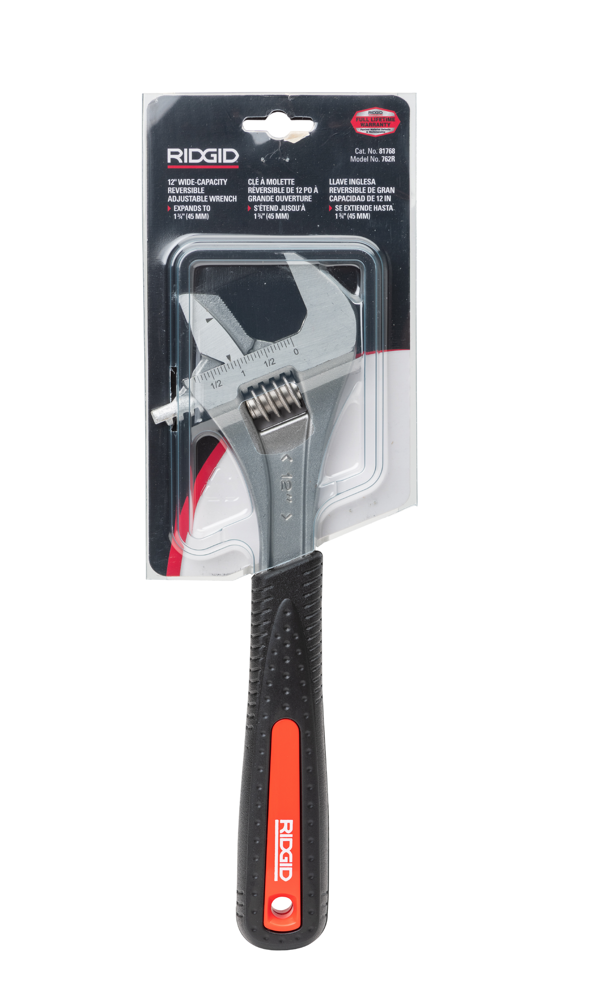 RIDGID 81768 12" Wide Capacity Reversible Adjustable Wrench