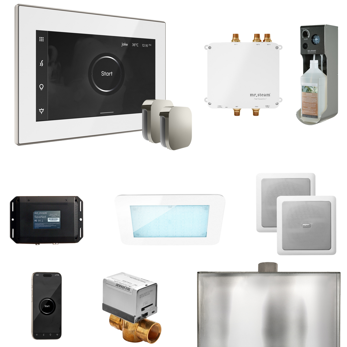 Mr. Steam Bliss Max Steam Shower Control Package with iSteamX Control and Steamhead Mr. Steam