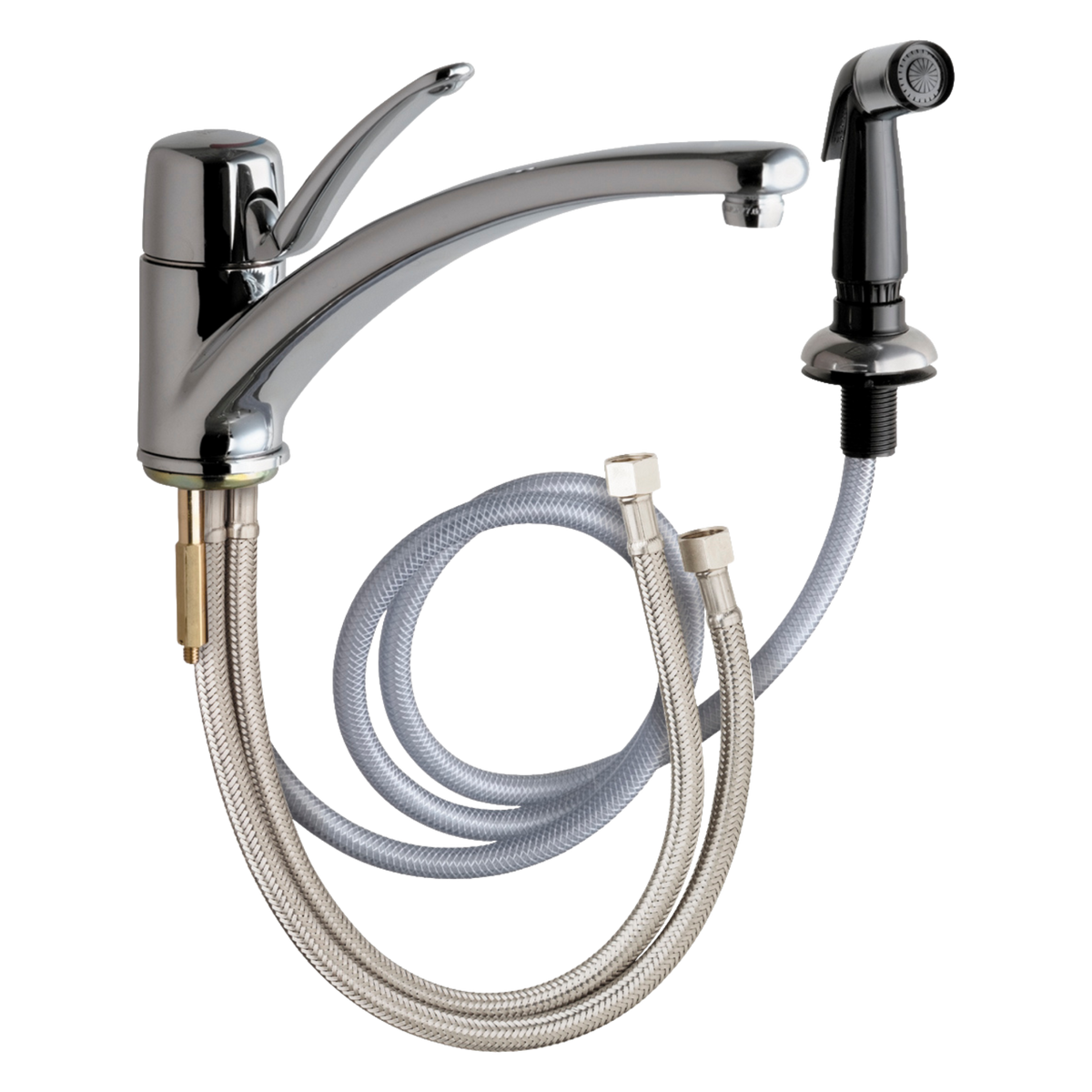 Chicago Faucets 2301-ABCP  Universal Single Handle Kitchen Faucet with Spray Polished Chrome - Chicago Faucets