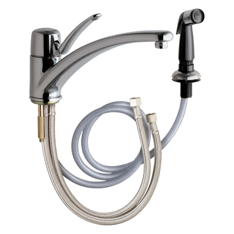 Chicago Faucets 2301-ABCP  Universal Single Handle Kitchen Faucet with Spray Polished Chrome - Chicago Faucets
