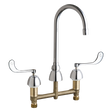 Chicago Faucets 786-E3-319ABCP Universal Gooseneck Widespread Kitchen Facuet with Lever Handles Polished Chrome - Chicago Faucets