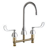 Chicago Faucets 786-E3-319ABCP Universal Gooseneck Widespread Kitchen Facuet with Lever Handles Polished Chrome - Chicago Faucets