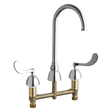 Chicago Faucets 786-GN2AFCABCP Universal Gooseneck Widespread Facuet with Lever Handles Polished Chrome - Chicago Faucets