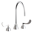 Chicago Faucets 786-GN8FCABCP Universal Gooseneck Widespread Facuet with Lever Handles Polished Chrome - Chicago Faucets