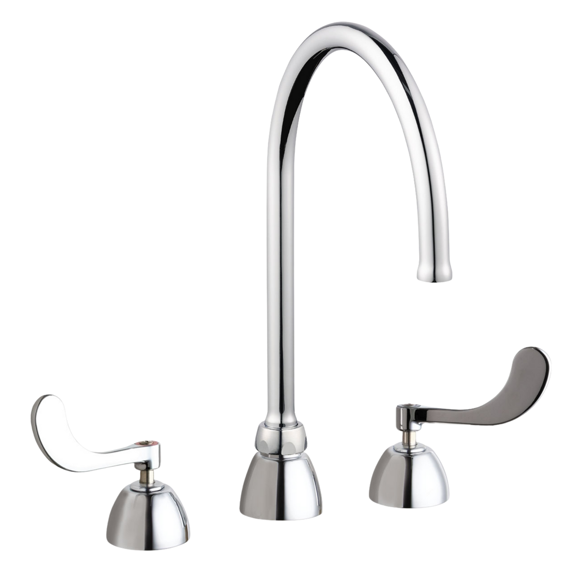 Chicago Faucets 786-GN8FCABCP Universal Gooseneck Widespread Facuet with Lever Handles Polished Chrome - Chicago Faucets