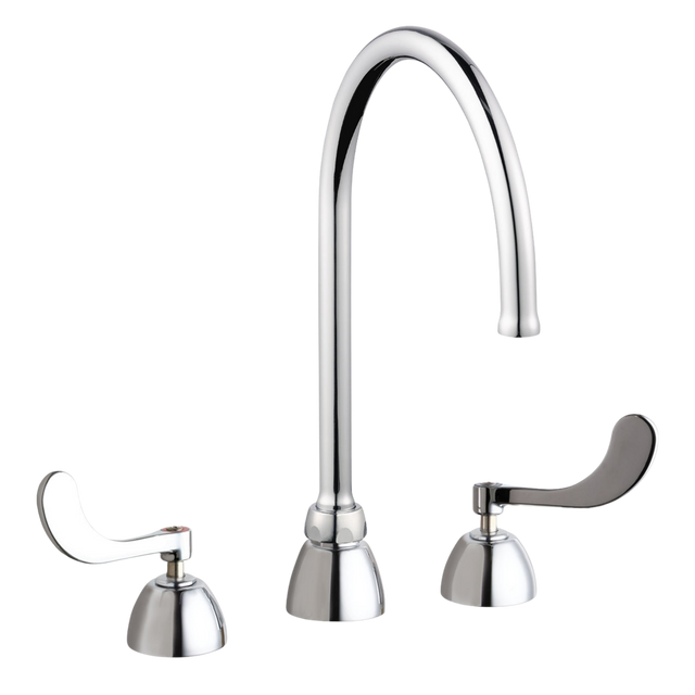 Chicago Faucets 786-GN8FCABCP Universal Gooseneck Widespread Facuet with Lever Handles Polished Chrome - Chicago Faucets