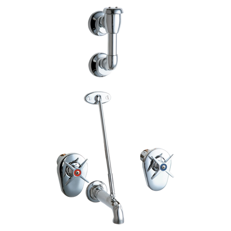 Chicago Faucets 911-ISCP Wall-Mounted Manual Faucet with 8" Centers Chicago Faucets