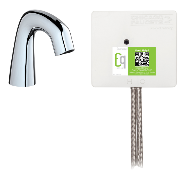 Chicago Faucets EQ-A11A-12ABCP EQ Curved Series Lavatory Sink Faucet with Hands-free Infrared Detection Chicago Faucets