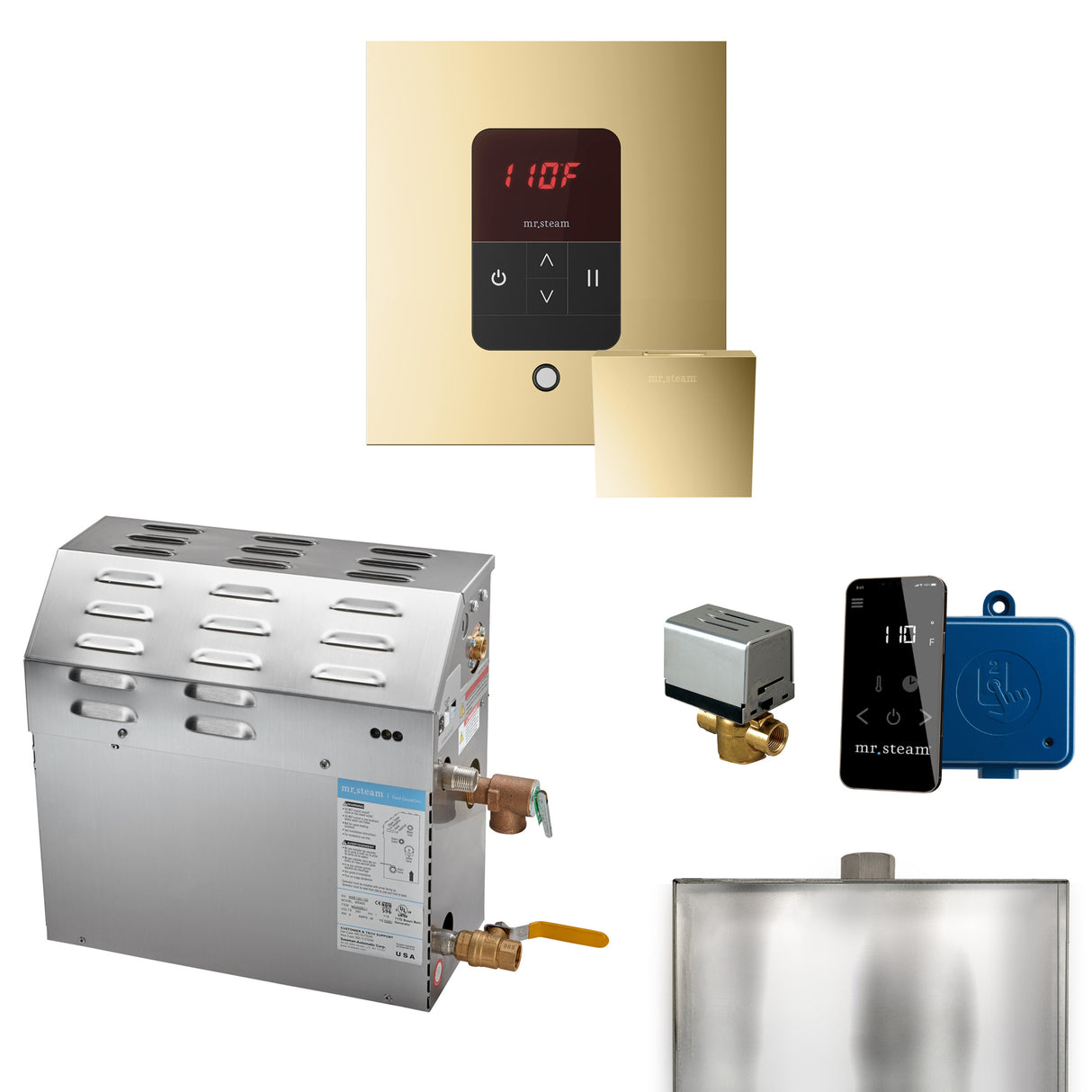Mr. Steam MS Steam Shower Generator Package with Square iTempo Control and Accessories