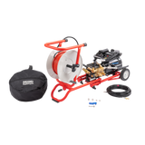 RIDGID 67332 KJ-1750-SC Water Jetter with Dual Pulse, H-41, H-42, and H-44 1/8" NPT Nozzles, H-51 and H-52 1/4" NPT Nozzles, 50' x 1/8" Sink Trap Hose, Nylon Storage Bag, Nozzle Cleaning Tool, H-10 Cart, 100' x 1/4" Trap Hose, and H-10A Adapter Kit RIDGID