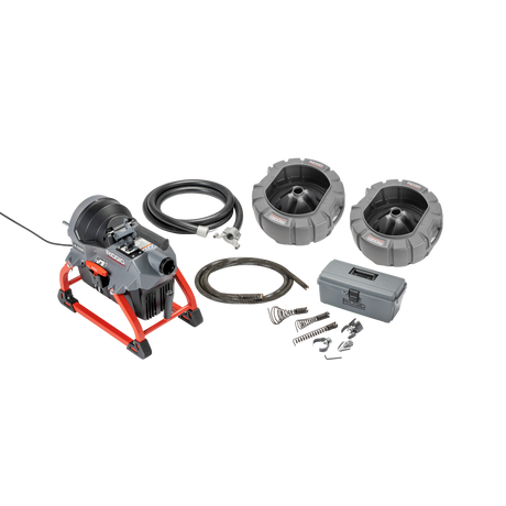 RIDGID 67398 K-5208 Sectional Machine with Guide Hose, 7 C-11 Cables, 2 Cable Drums, and Toolbox (with Cutters) Kit RIDGID