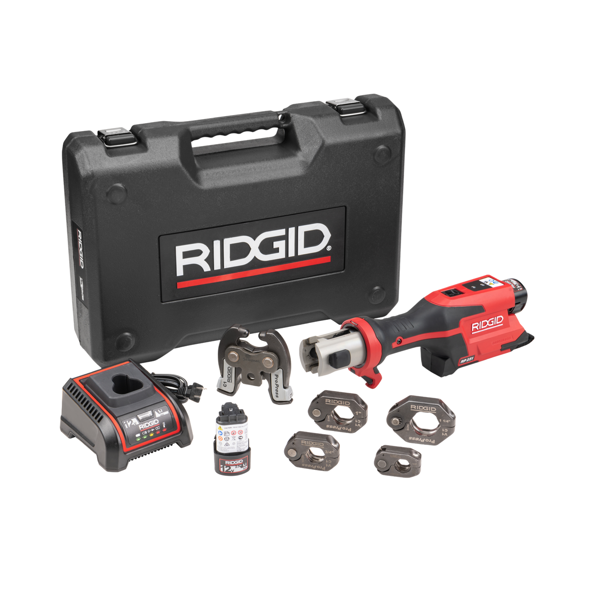 RIDGID 78198 RP 251 Press Tool Battery Kit with ProPress Rings (1/2"–1 1/4") and C1 Actuator RIDGID