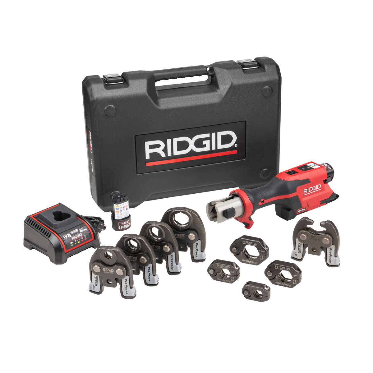 RIDGID 78208 RP 251 Press Tool Battery Kit with ProPress Rings Jaws (1/2"–1 1/4") and C1 Actuator RIDGID