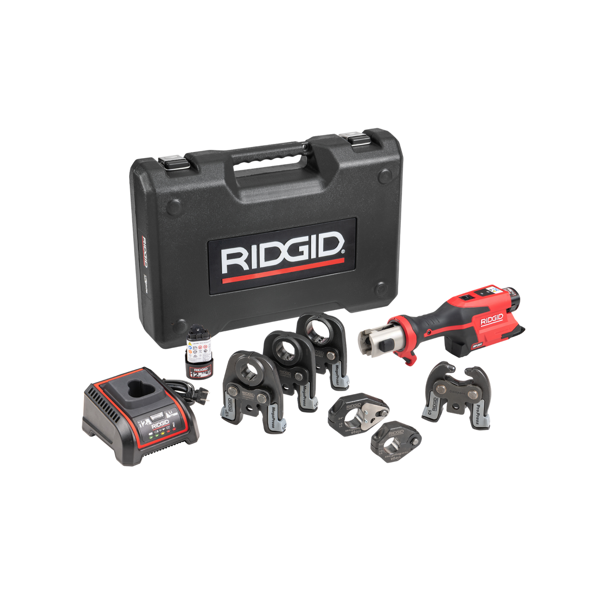 RIDGID 78228 RP 251 Press Tool Battery Kit 1/2"-1" MegaPress Jaws and 1/2"-3/4" Rings with C1 Actuator RIDGID