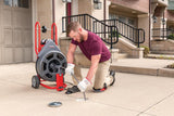 RIDGID 83557 K-750R 5/8" (16 mm) Open Cage Drum Machine with 5/8" x 100' (16 mm x 30.5 m) IW Solid Core Cable, 2", 3", and 4" "C" Cutters, P-Trap Cutter, Spade Blade, Tool Box, and Gloves RIDGID