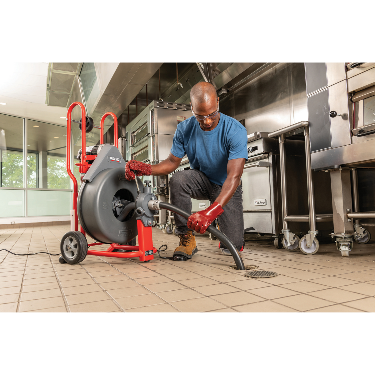 Ridgid 47047 K-750 Drum Machine w/ Autofeed & C-24 5/8"x100 Drain Cable RIDGID
