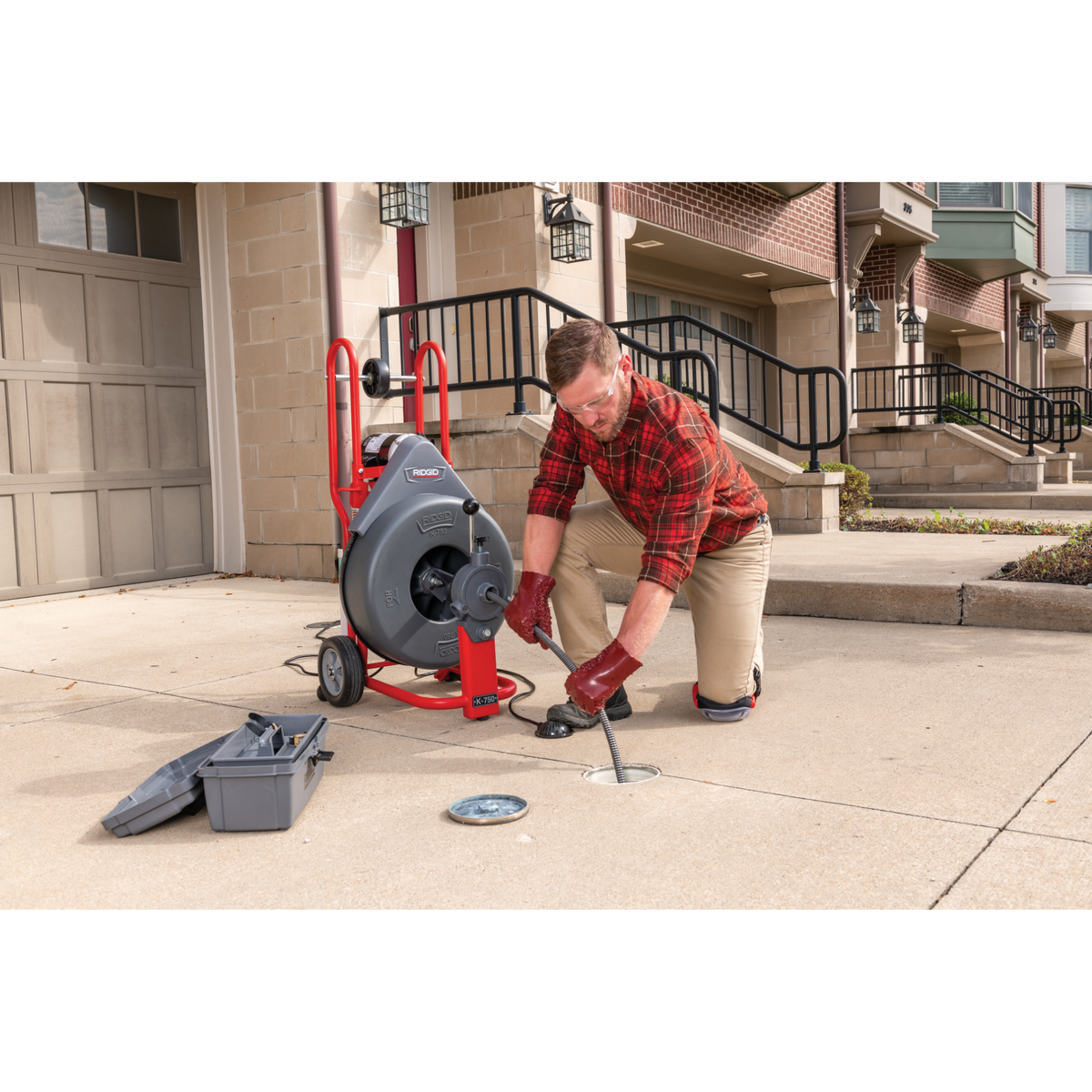 Ridgid 47047 K-750 Drum Machine w/ Autofeed & C-24 5/8"x100 Drain Cable RIDGID