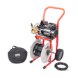 RIDGID 62697 KJ-1750 Water Jetter with Dual Pulse, H-41, H-42, and H-44 1/8" NPT Nozzles, H-51 and H-52 1/4" NPT Nozzles, 50' x 1/8" Sink Trap Hose, Nylon Storage Bag, and Nozzle Cleaning Tool, H-30 Cart, and 110' x 1/2" Jet Hose RIDGID