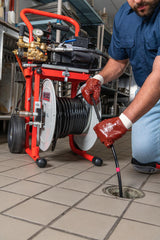 RIDGID 62697 KJ-1750 Water Jetter with Dual Pulse, H-41, H-42, and H-44 1/8" NPT Nozzles, H-51 and H-52 1/4" NPT Nozzles, 50' x 1/8" Sink Trap Hose, Nylon Storage Bag, and Nozzle Cleaning Tool, H-30 Cart, and 110' x 1/2" Jet Hose RIDGID