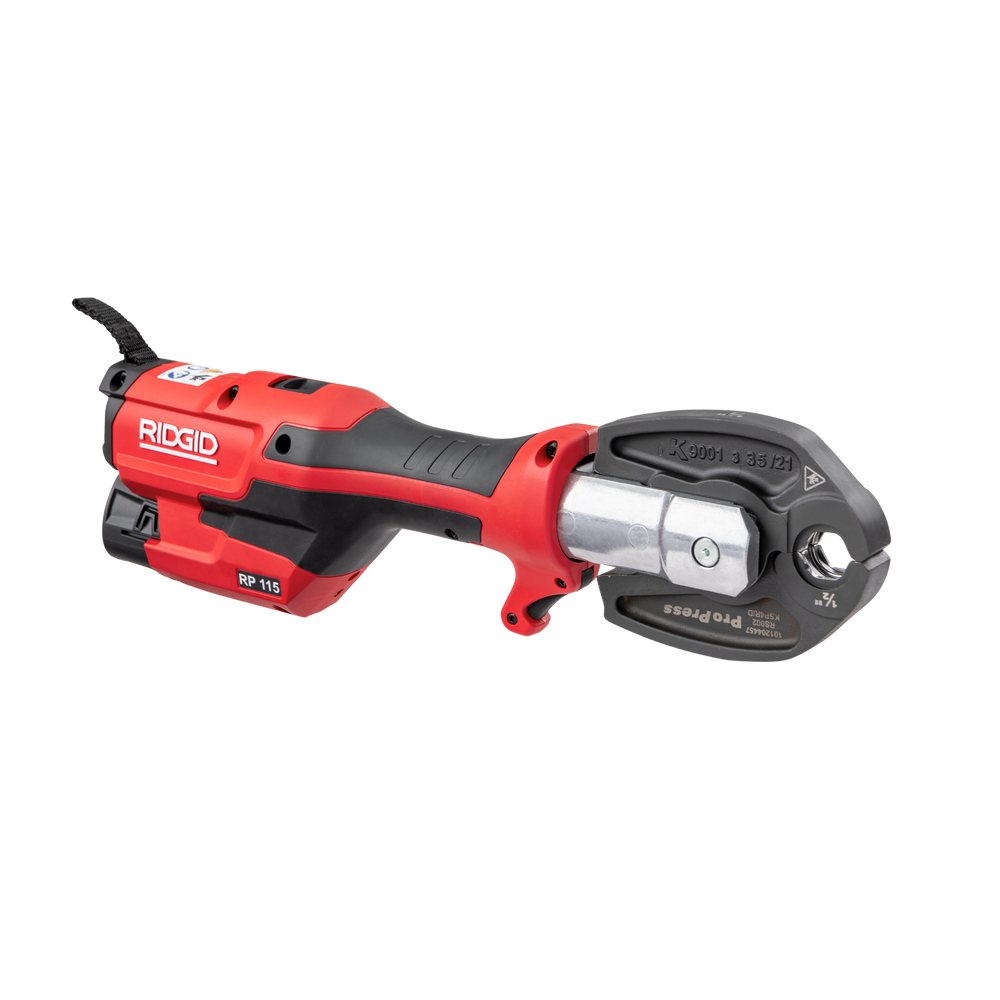 RIDGID 72543 RP 115 Mini Press Tool with Battery Kit & PureFlow Jaws (1/2”–3/4”) RIDGID