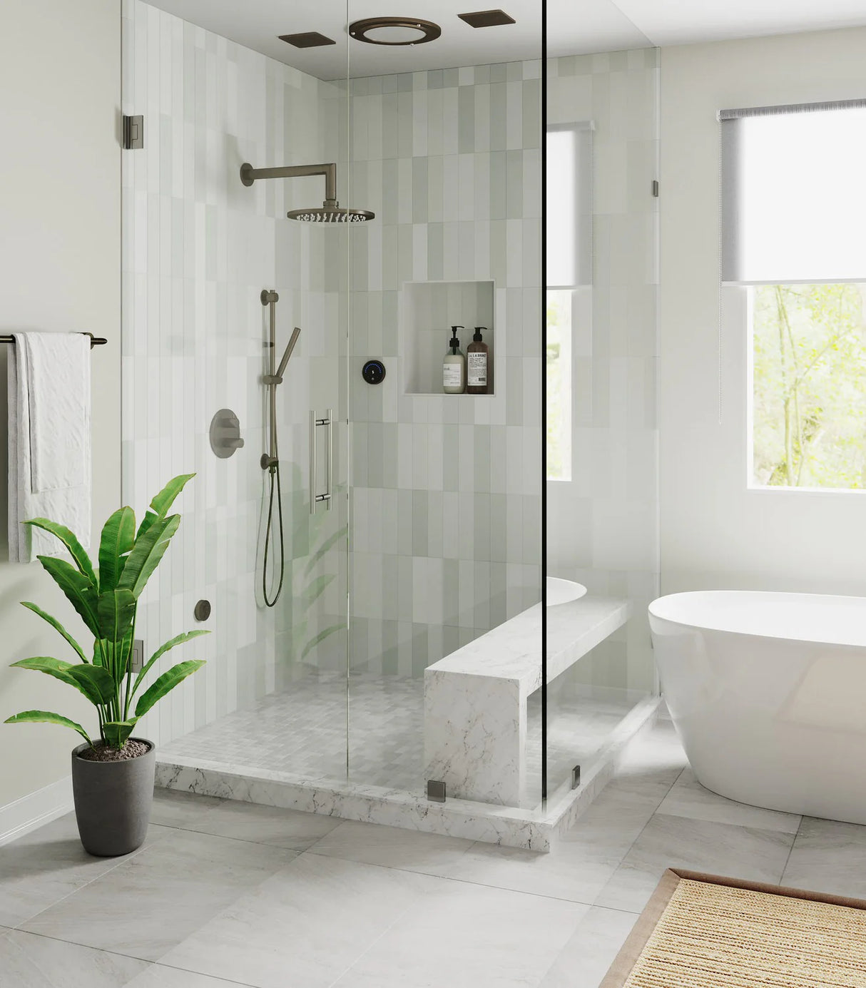 ThermaSol 15-CSPRD Essential Shower Fixture Package - Rain Canopy + Shower Arm + Hand Shower + Shower Rail + Shower Hose ThermaSol