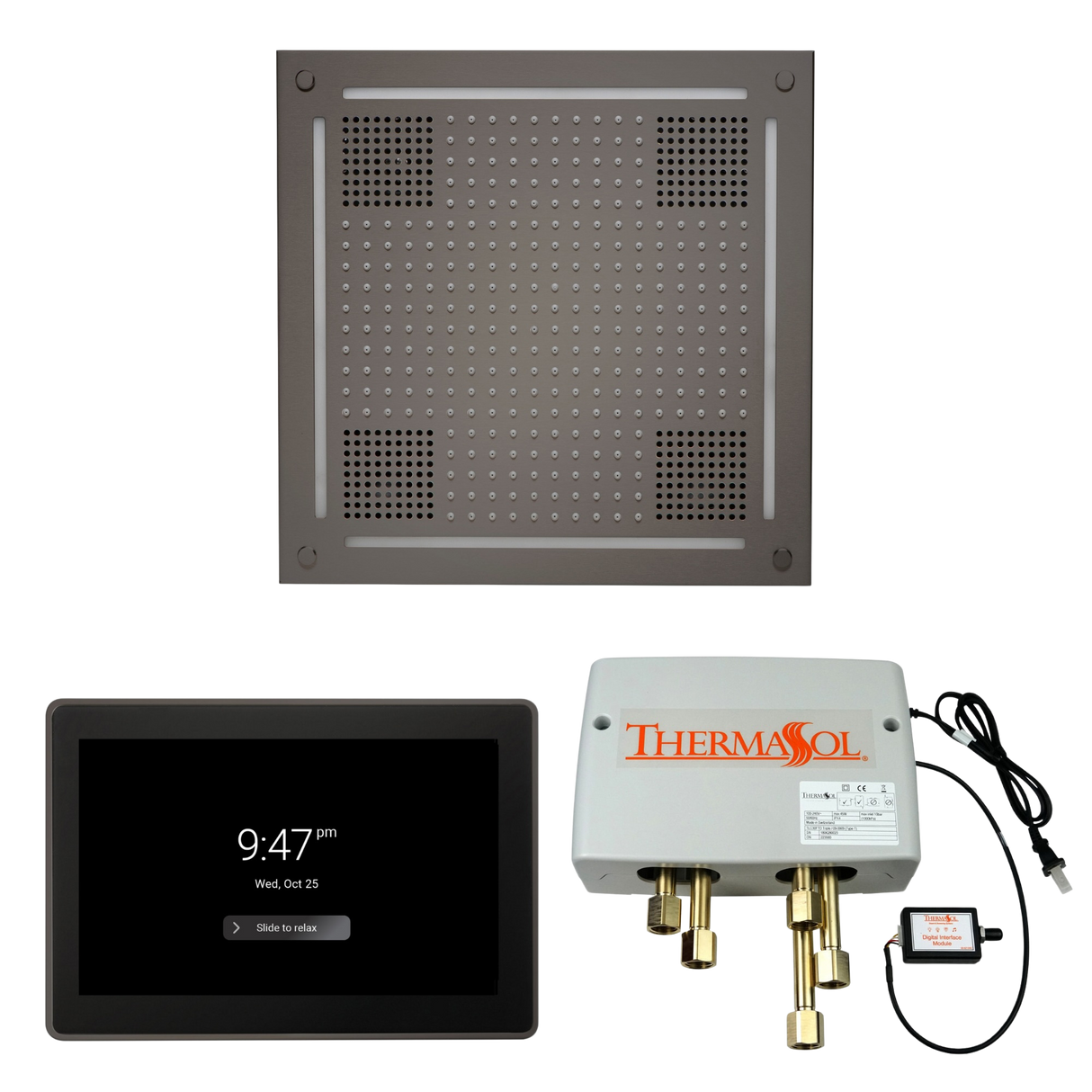 ThermaSol WHSP15S Wellness Shower Package - HydroVive 18 Rainhead + ThermaTouch2 15" Control + Digital Shower Valve PlumbersCrib.com