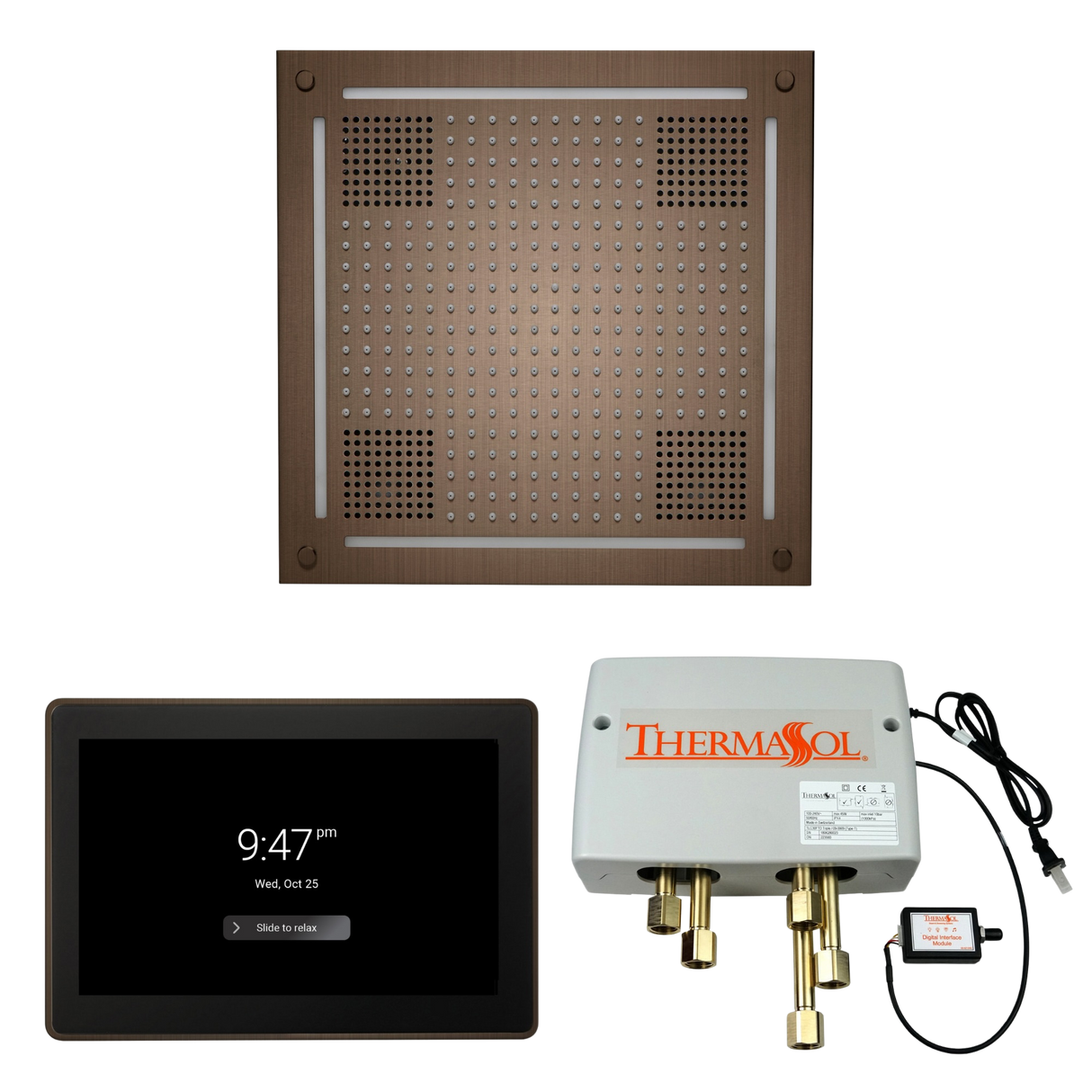 ThermaSol WHSP15S Wellness Shower Package - HydroVive 18 Rainhead + ThermaTouch2 15" Control + Digital Shower Valve PlumbersCrib.com