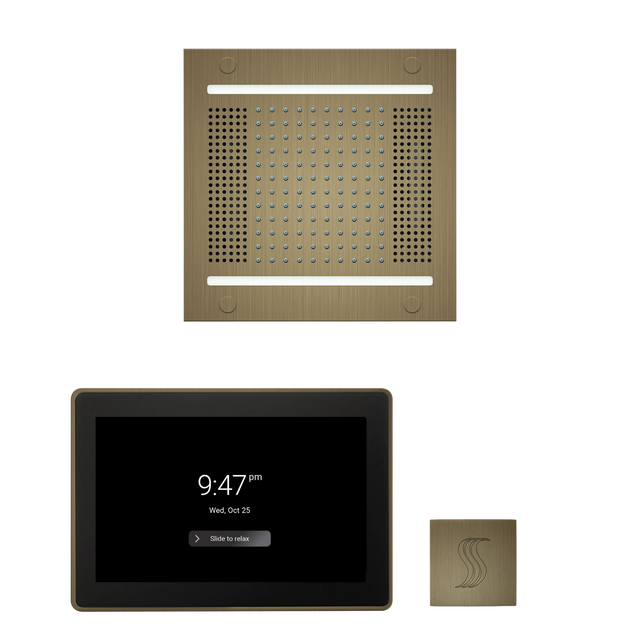 ThermaSol WH14STP15S Wellness Steam Package - HydroVive 14 Rainhead + ThermaTouch2 15" Control + SteamVection Square Steam Head ThermaSol