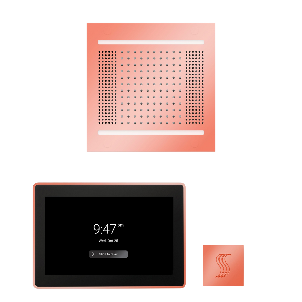 ThermaSol WH14STP15S Wellness Steam Package - HydroVive 14 Rainhead + ThermaTouch2 15" Control + SteamVection Square Steam Head ThermaSol
