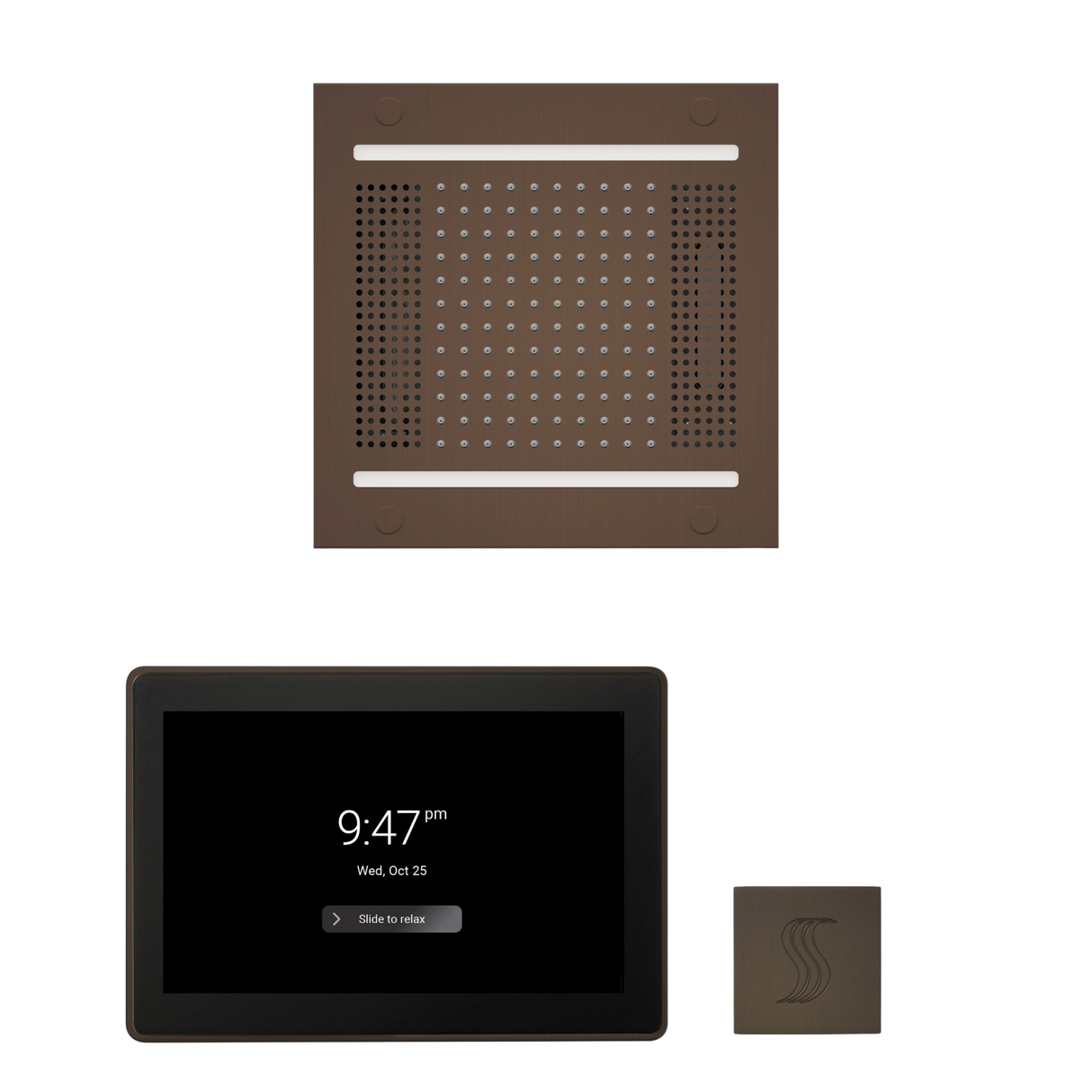 ThermaSol WH14STP15S Wellness Steam Package - HydroVive 14 Rainhead + ThermaTouch2 15" Control + SteamVection Square Steam Head ThermaSol