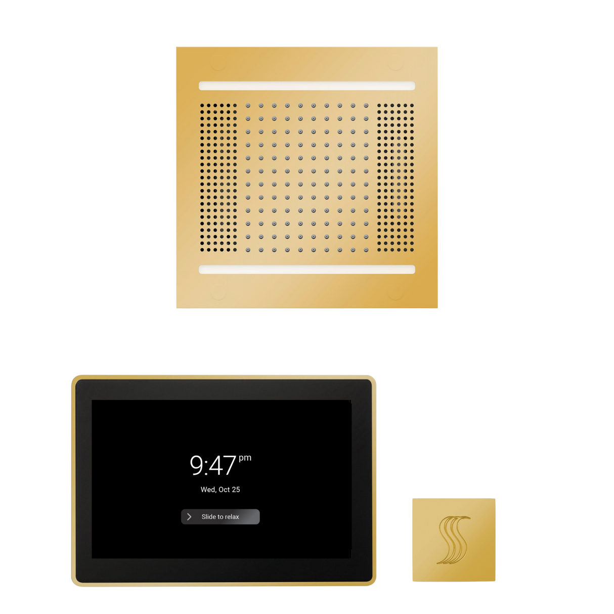 ThermaSol WH14STP15S Wellness Steam Package - HydroVive 14 Rainhead + ThermaTouch2 15" Control + SteamVection Square Steam Head ThermaSol