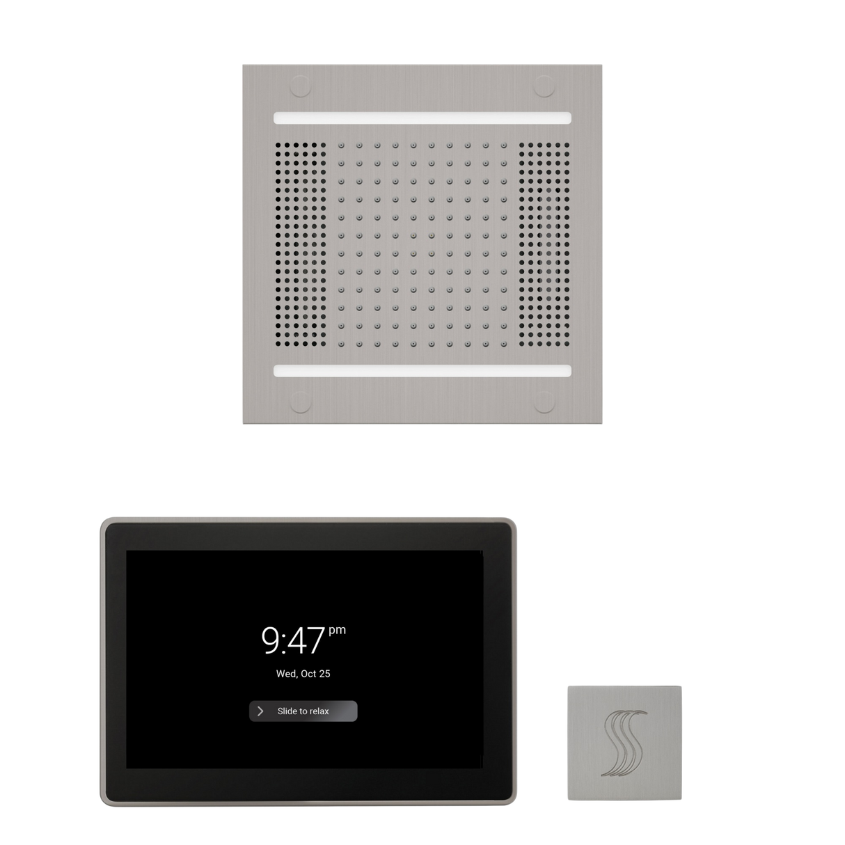 ThermaSol WH14STP15S Wellness Steam Package - HydroVive 14 Rainhead + ThermaTouch2 15" Control + SteamVection Square Steam Head ThermaSol