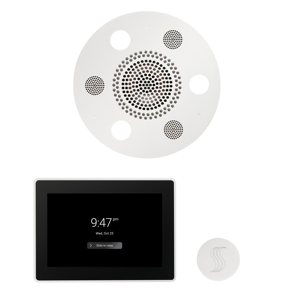ThermaSol WSTP15R Wellness Steam Package - Serenity Advanced Round Rainhead + ThermaTouch2 15" Control + SteamVection Round Steam Head ThermaSol