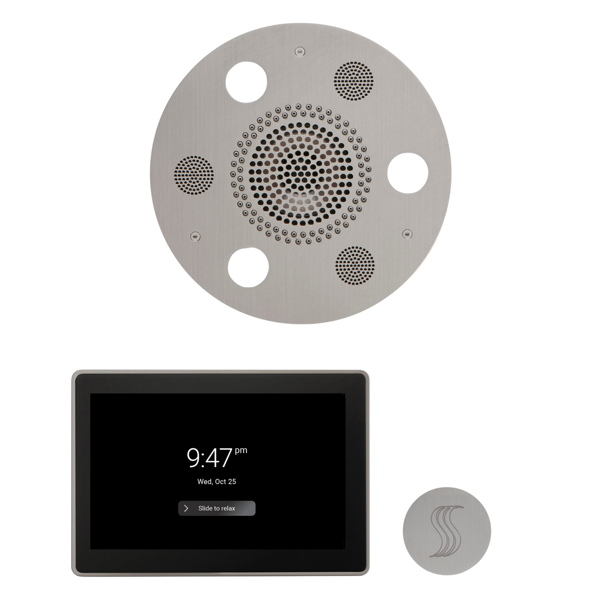 ThermaSol WSTP15R Wellness Steam Package - Serenity Advanced Round Rainhead + ThermaTouch2 15" Control + SteamVection Round Steam Head ThermaSol
