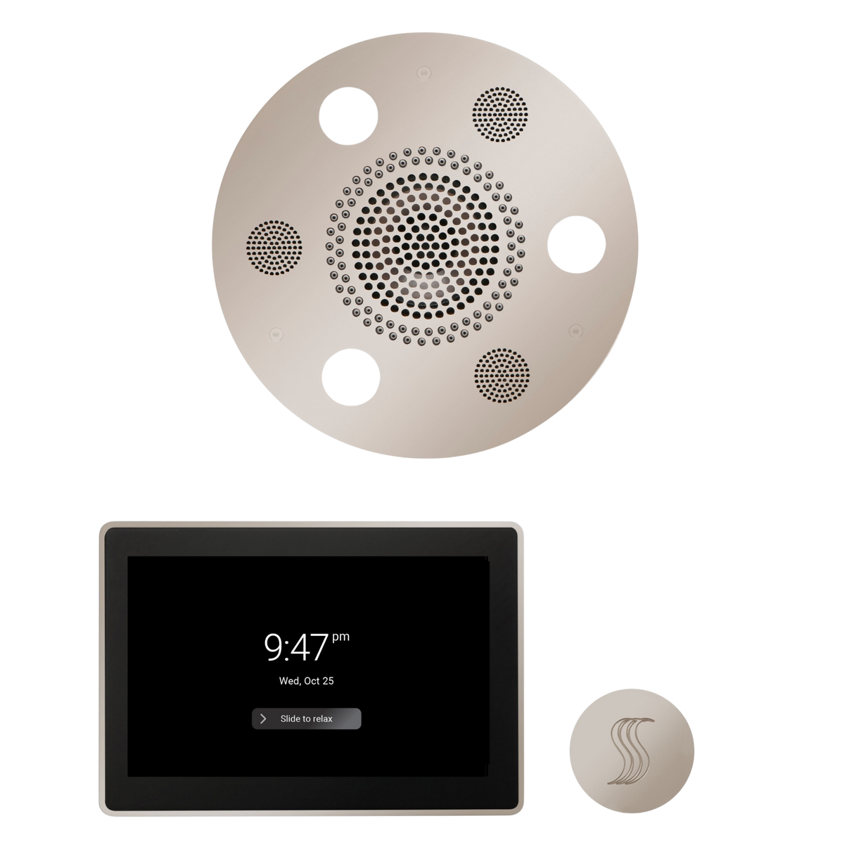 ThermaSol WSTP15R Wellness Steam Package - Serenity Advanced Round Rainhead + ThermaTouch2 15" Control + SteamVection Round Steam Head ThermaSol