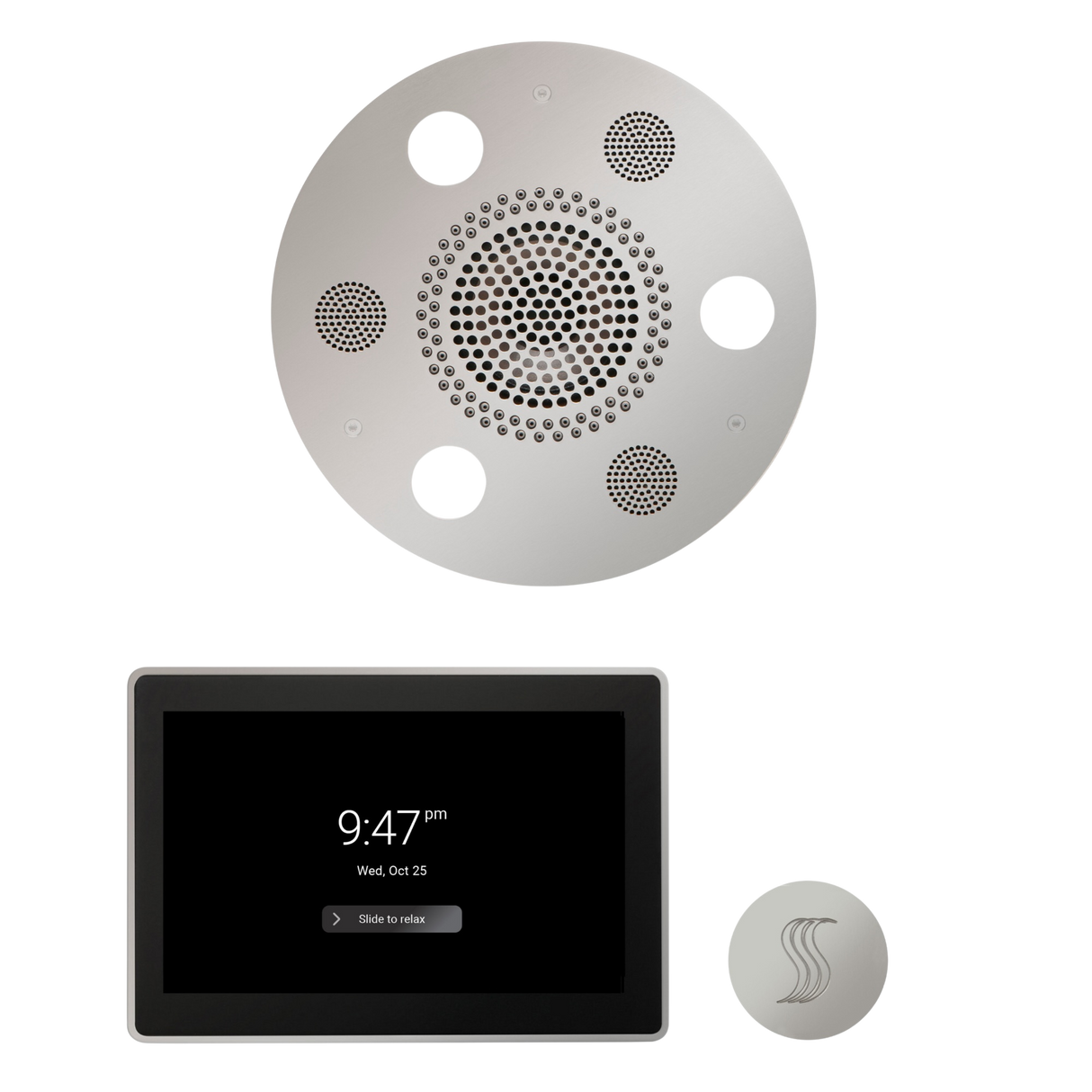 ThermaSol WSTP15R Wellness Steam Package - Serenity Advanced Round Rainhead + ThermaTouch2 15" Control + SteamVection Round Steam Head ThermaSol