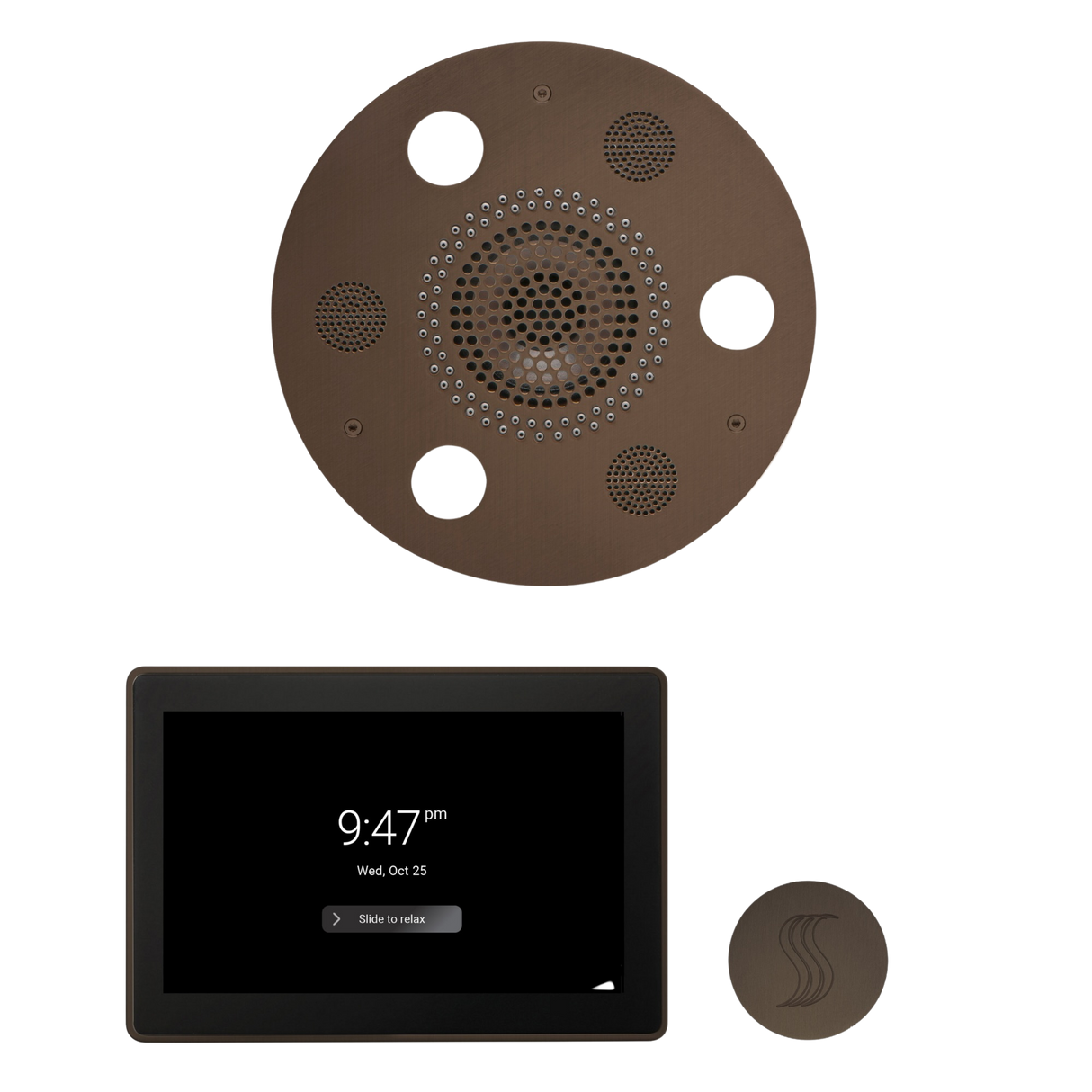 ThermaSol WSTP15R Wellness Steam Package - Serenity Advanced Round Rainhead + ThermaTouch2 15" Control + SteamVection Round Steam Head ThermaSol