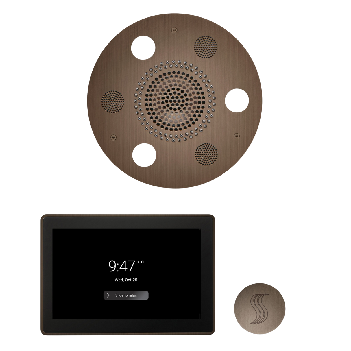 ThermaSol WSTP15R Wellness Steam Package - Serenity Advanced Round Rainhead + ThermaTouch2 15" Control + SteamVection Round Steam Head ThermaSol