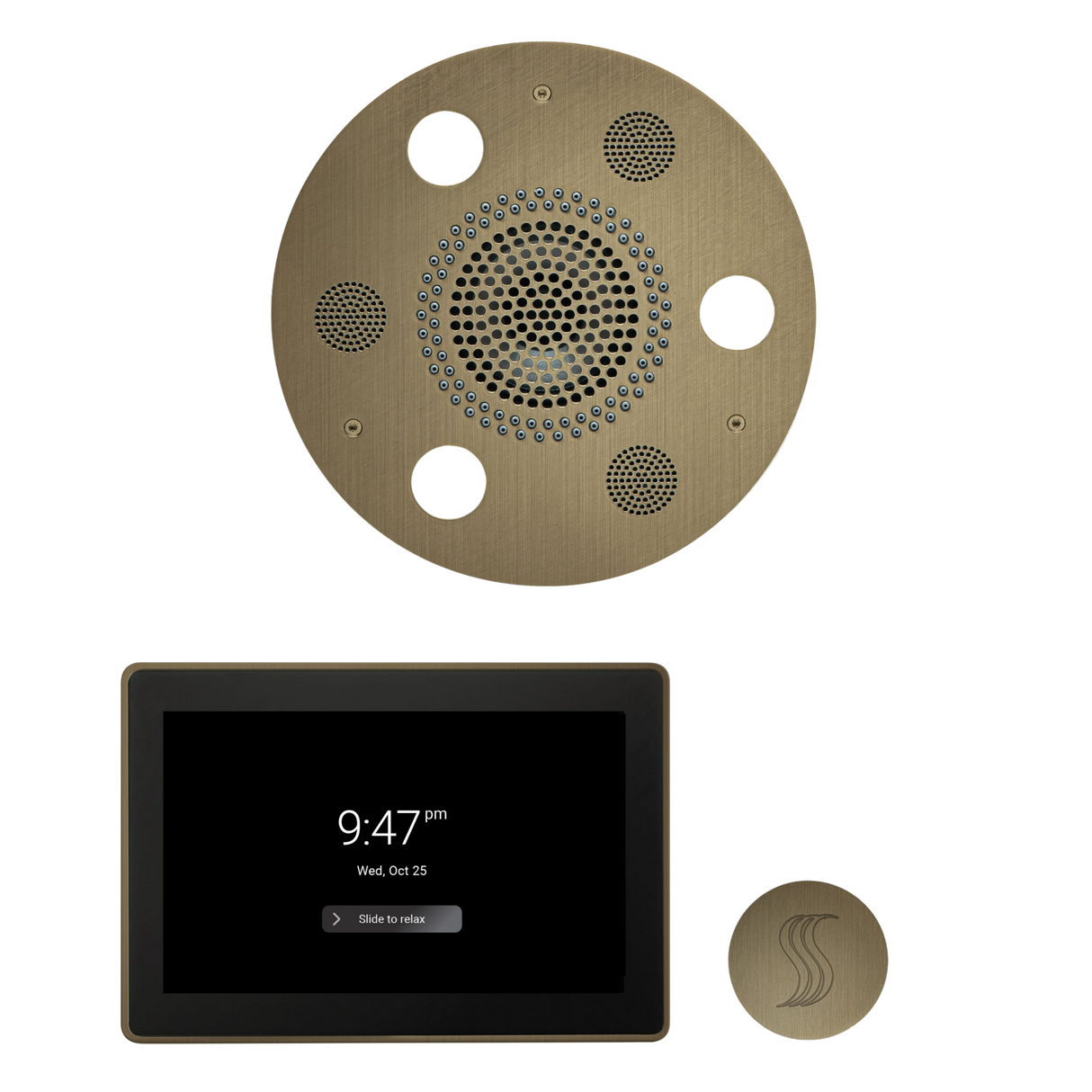 ThermaSol WSTP15R Wellness Steam Package - Serenity Advanced Round Rainhead + ThermaTouch2 15" Control + SteamVection Round Steam Head ThermaSol