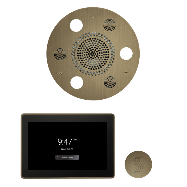 ThermaSol WSTP15R Wellness Steam Package - Serenity Advanced Round Rainhead + ThermaTouch2 15" Control + SteamVection Round Steam Head ThermaSol