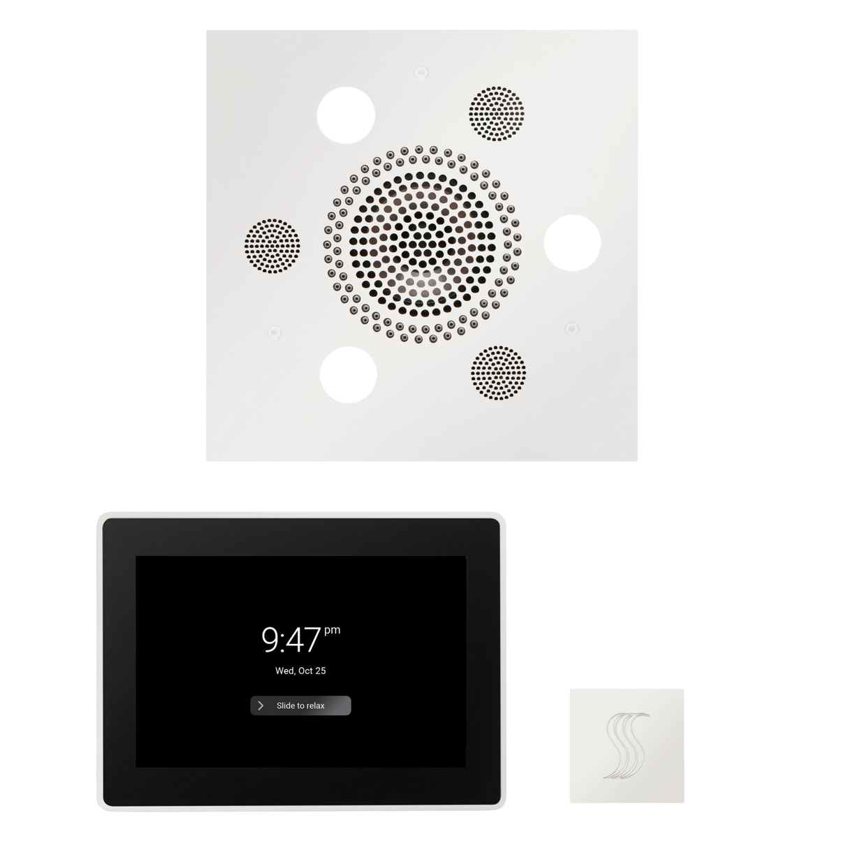 ThermaSol WSTP15S Wellness Steam Package - Serenity Advanced Square Rainhead + ThermaTouch2 15" Control + SteamVection Square Steam Head ThermaSol