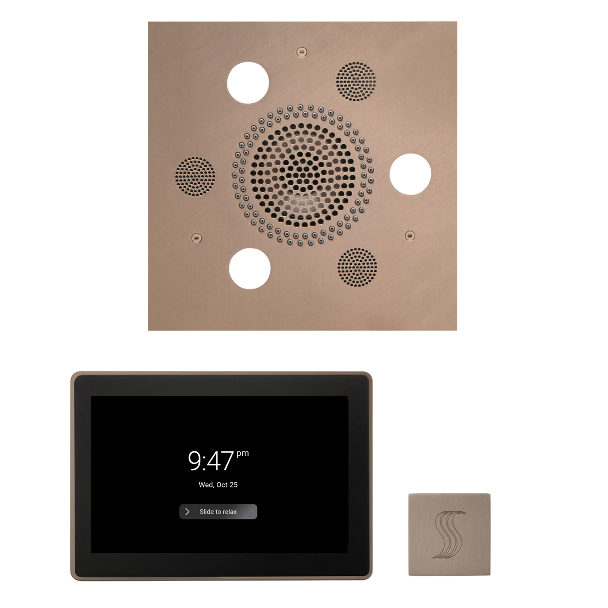 ThermaSol WSTP15S Wellness Steam Package - Serenity Advanced Square Rainhead + ThermaTouch2 15" Control + SteamVection Square Steam Head ThermaSol