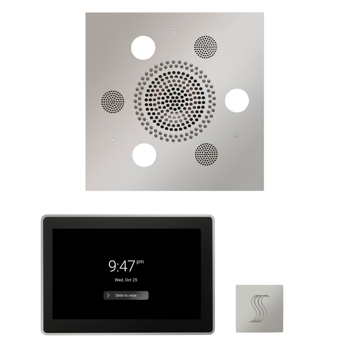 ThermaSol WSTP15S Wellness Steam Package - Serenity Advanced Square Rainhead + ThermaTouch2 15" Control + SteamVection Square Steam Head ThermaSol